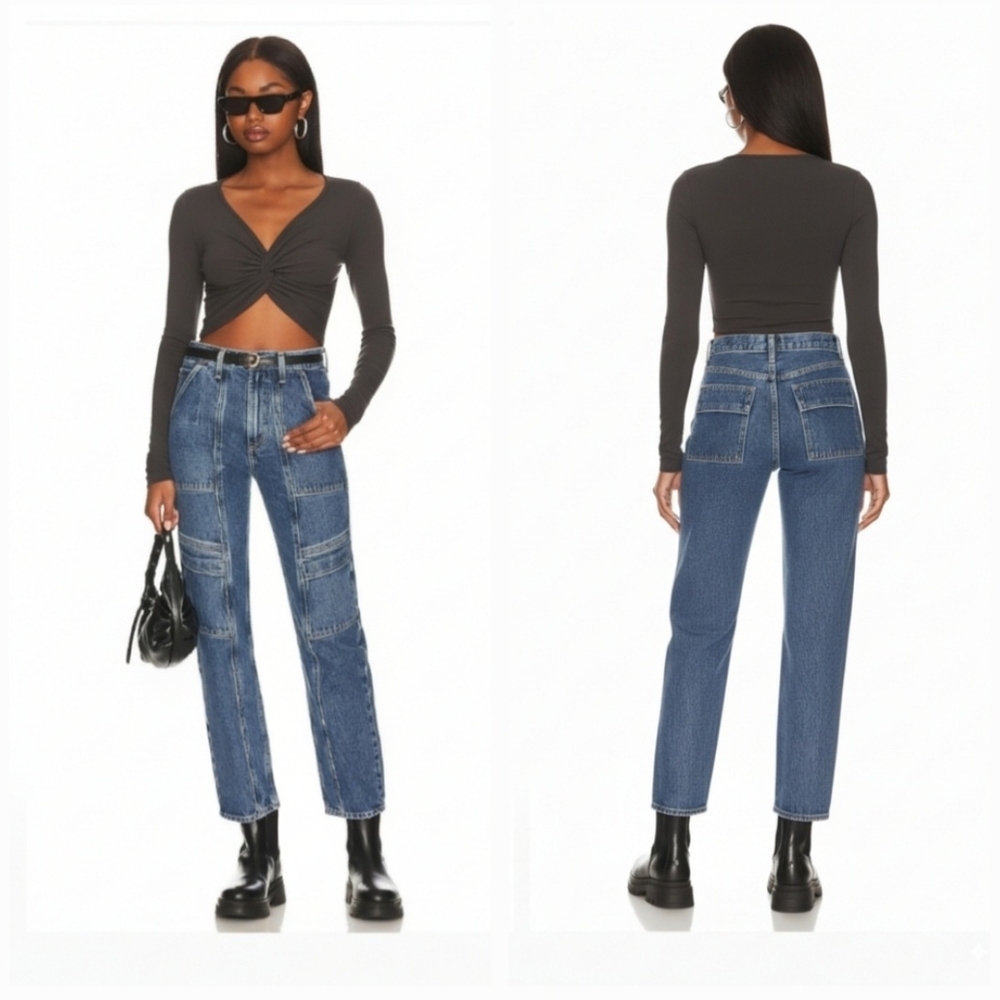 Agolde Cropped Cooper Cargo in Regulation Size 23-24 - Picture 4 of 10